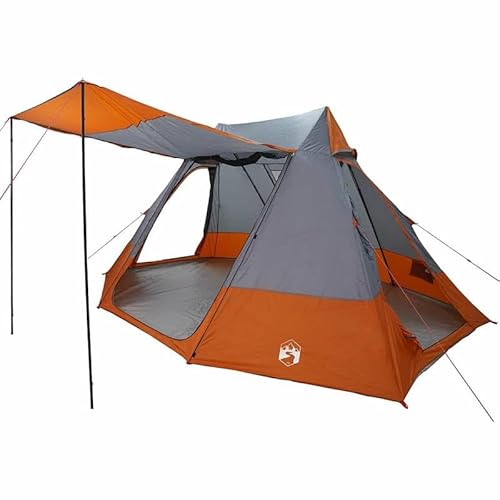 Pavillon-Rahmen Campingzelt Grau und Orange 482 x 360 x 227 cm - Robustes Polyester für Outdoor-Abenteuer - Schnellaufbau und Wetterfest von Eleganz