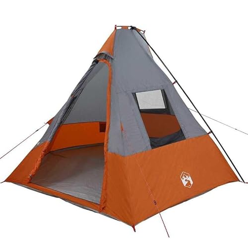 Pavillon-Rahmen Zelt Grau Orange Schwarz 383x338x217 cm – Outdoor Camping, Garten, Fest – Wasserdicht & UV-Schutz – Robuste Polyester-TAFT & Polyethylen-Mesh Konstruktion von Eleganz