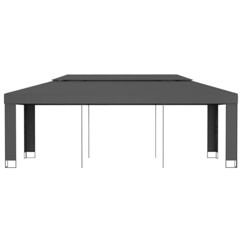 Pavillon mit Doppeldach 3 x 6 m Anthrazit - Stabiles Gartenzelt aus pulverbeschichtetem Stahl und PA-beschichtetem Polyesterstoff - Ideal für Gartenpartys und Outdoor-Events von Eleganz