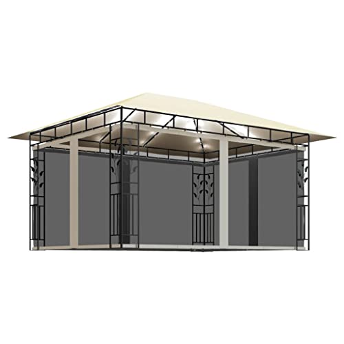 Pavillon mit Moskitonetz & LED-Lichterkette 4x3x2,73m Cremeweiß - Pulverbeschichteter Stahl & 100% Polyester - Perfekt für Gartenpartys und Camping Pavillon mit Moskitonetz & LED-Lichterkette 4x3x2,73m Cremeweiß - Pulverbeschichteter Stahl & 100% Polyester - Perfekt für Gartenpartys und Camping von Eleganz