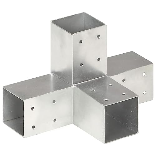 Pfostenverbinder 4er Set X-Form aus verzinktem Metall 71 x 71 mm - Ideal für Absperrungen, Zäune & Gartenprojekte - Langlebig & korrosionsbeständig von Eleganz