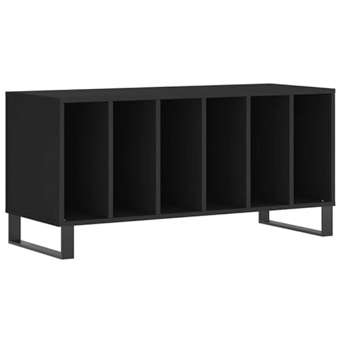 Plattenschrank Schwarz 100x38x48 cm - Moderner Regalschrank aus Holzwerkstoff & Eisen für Wohnzimmer, Schlafzimmer oder Büro - Stabiles Regalsystem mit hoher Tragkraft von Eleganz