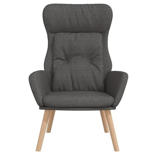 Relaxsessel Dunkelgrau Stoff – Bequemer Sessel aus 100% Polyester mit Metallgestell, massivem Kautschukholz & Sperrholz – Ideal für Wohnzimmer und Büro von Eleganz