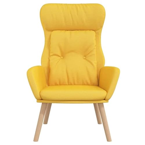 Relaxsessel Senfgelb Stoff - Bequemer Sessel aus 100% Polyester mit Metallgestell - Massives Kautschukholz & Sperrholz - Ideal für Wohnzimmer & Gästezimmer von Eleganz
