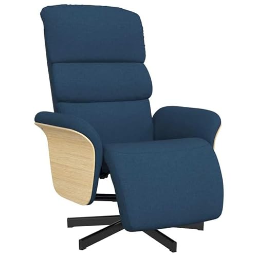 Relaxsessel mit Fußteil blau Stoff – Bequemer Sessel zum Entspannen für Wohnzimmer & Balkon, langlebig & pflegeleicht – Ideal für kleine Räume von Eleganz