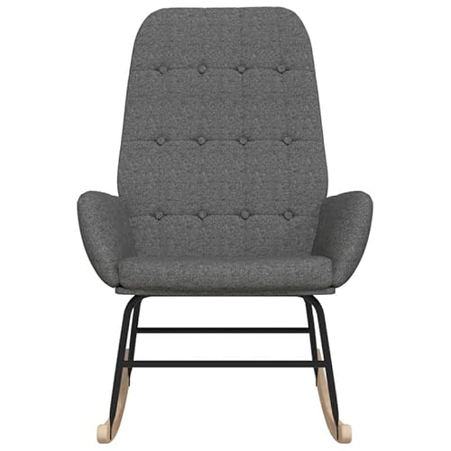 Schaukelstuhl aus Stoff - Hellgrauer Schaukelstuhl für Garten & Balkon aus strapazierfähigem Polyester, Metall & Kautschukholz - Gemütliche Relax-Lösung von Eleganz