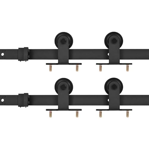 Schiebetür-Beschlagsatz 2 Stk. 183 cm - Pulverbeschichteter Stahl Schwarz | Hochwertige Türbeschläge für moderne Schiebetüren | Langlebig und einfach zu montieren von Eleganz