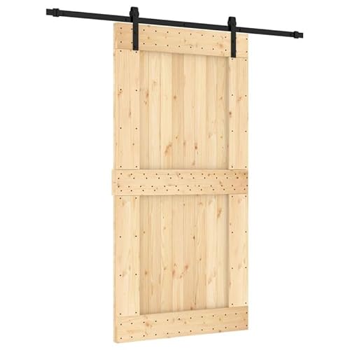 Schiebetürbeschlag aus massivem Kiefernholz (unbehandelt) 100x210 cm langlebig & stabil für Innenbereich | Türbeschläge & -klingeln von Eleganz