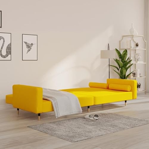 Schlafsofa 2-Sitzer in Gelb Samt – Futon mit 2 Kissen für Wohnzimmer oder Schlafzimmer – Bequem & platzsparend für kleine Räume Schlafsofa 2-Sitzer in Gelb Samt – Futon mit 2 Kissen für Wohnzimmer oder Schlafzimmer – Bequem & platzsparend für kleine Räume von Eleganz