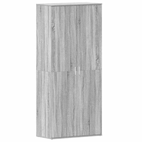 Schuhschrank mit Tür aus Holzwerkstoff - Grau 80 x 39 x 180 cm - Platzsparend & Stilvoll für Flur oder Eingangsbereich - Ideal für Kleinfamilien & kleine Wohnungen von Eleganz