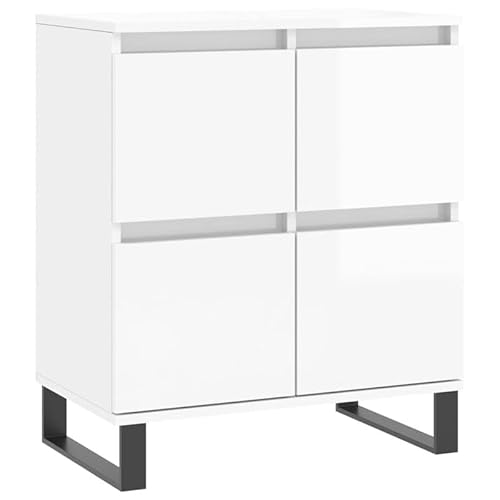 Sideboard Hochglanz-Weiß 60x35x70 cm | Modernes Wohnzimmermöbel aus Holzwerkstoff | Stauraum Lösung für kleine Räume | Elegantes Design von Eleganz
