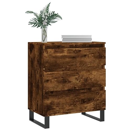 Sideboard Räuchereiche 60x35x70 cm aus Holzwerkstoff & Eisen - Modernes Wohnzimmermöbel-Set mit Stauraum - Perfekt für kleine Wohnungen & Gästezimmer von Eleganz