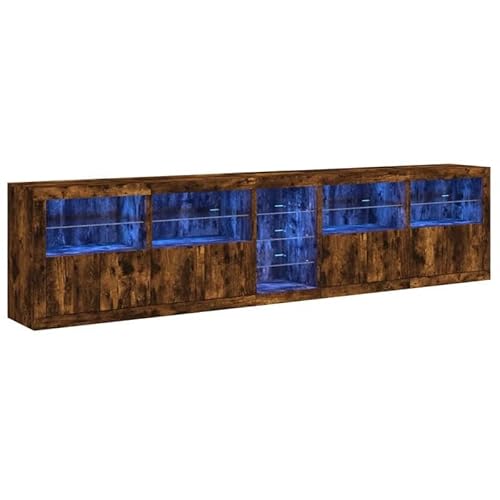 Sideboard Wohnzimmer Räuchereiche mit -Beleuchtung 283x37x67 cm - Modernes TV Lowboard mit Stauraum für Wohnzimmermöbel-Sets von Eleganz