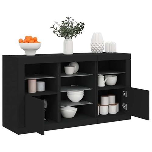 Sideboard mit -Beleuchtung - Modernes Wohnzimmermöbel Set in Schwarz 123x37x67 cm - Stauraum Lösung mit elegantem Design für kleine Räume Sideboard mit -Beleuchtung - Modernes Wohnzimmermöbel Set in Schwarz 123x37x67 cm - Stauraum Lösung mit elegantem Design für kleine Räume von Eleganz