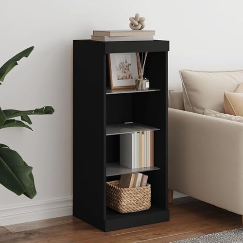 Sideboard mit -Leuchten Schwarz 41x37x100 cm - Modernes Wohnzimmermöbel-Set aus Holzwerkstoff & Glas - Stauraumlösung mit Beleuchtung für Wohnzimmer von Eleganz