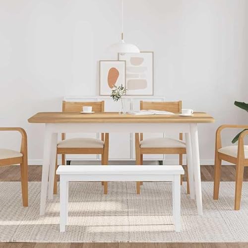 Sitzbank 90 cm aus Massivholz Gummibaum - Weiße Bank für Garten, Terrasse & Wohnbereich - Langlebig & Stilvoll - Perfekte Sitzgelegenheit für kleine Räume von Eleganz