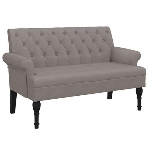 Sitzbank mit Rückenlehne Taupe 120x62x75,5 cm - Stoffbezug aus 100% Polyester, robustes Sperrholz & massives Gummibaumholz - Perfekt für Wohnzimmer, Flur oder Schlafzimmer - Langlebig & pflegeleicht von Eleganz