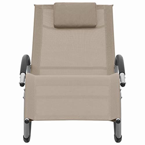 Sonnenliege mit Kissen Taupe - Textilene-Gewebe & Pulverbeschichteter Stahl - Langlebiges Gartenbett für Entspannung im Freien von Eleganz