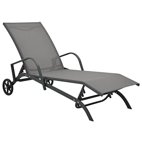 Sonnenliegen 2 STK. mit Tisch - Textilene & Stahl - Gartenbetten für Terrasse & Garten - Langlebig & Wetterfest - Perfekt für Entspannung im Freien von Eleganz