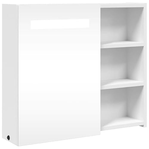 Spiegelschrank mit -Beleuchtung 60cm - Badezimmerschrank aus Holzwerkstoff mit Melaminbeschichtung & Glas - Moderner Medizinschrank für Bad mit Beleuchtung von Eleganz