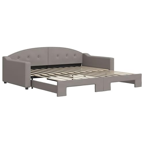 Tagesbett Ausziehbar Taupe 100x200 cm Stoff - Verstellbares Bett für Gastzimmer & kleine Räume, Langlebig & Platzsparend, Ideal für Besucher oder Teenager Tagesbett Ausziehbar Taupe 100x200 cm Stoff - Verstellbares Bett für Gastzimmer & kleine Räume, Langlebig & Platzsparend, Ideal für Besucher oder Teenager von Eleganz