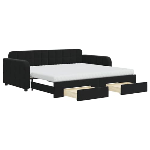 Tagesbett Ausziehbar mit Schubladen – Platzsparendes 90x190 cm Bett in Schwarz mit Samtbezug, Ideal für Gästezimmer & kleine Räume Tagesbett Ausziehbar mit Schubladen – Platzsparendes 90x190 cm Bett in Schwarz mit Samtbezug, Ideal für Gästezimmer & kleine Räume von Eleganz
