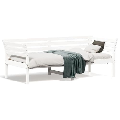 Tagesbett aus Massivholz Kiefer 90x190 cm weiß - Langlebiges Kinderbett & Gästebett für kleines Zimmer - Natürliche Schlafumgebung ohne Matratze von Eleganz