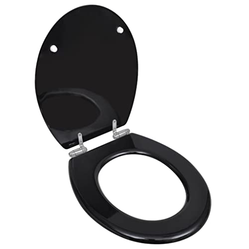 Toilettensitz 2er Set mit Absenkautomatik - MDF Schwarz, hochwertig & langlebig für modernes Badezimmer, sanftes Absenken für geräuschloses Schließen von Eleganz