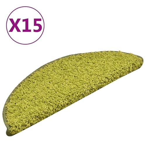 Treppenmatten 15 STK. Grün 56x17x3 cm - 100% PP-Tufting, rutschfest & langlebig - Ideal für Treppen, Eingangsbereiche & kleine Räume von Eleganz
