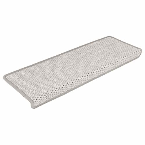 Treppenmatten selbstklebend 15 STK. Sisal-Look 65x21x4 Platina - rutschfeste Stufenmatten für Treppenstufen, selbstklebend & leicht zu reinigen - ideal für Haushalt & Büro von Eleganz