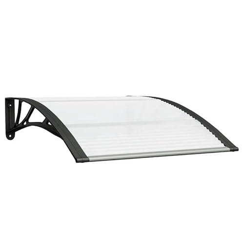 Türvordach aus Polycarbonat und Aluminium 100x75 cm schwarz & transparent - Langlebiges Markisen-Dach für Terrassen und Hauseingänge von Eleganz