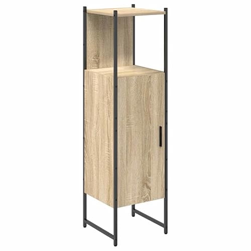 Vorratsschrank aus Holzwerkstoff in Hell Eiche | 33 x 33 x 120,5 cm | Hoher Küchenschrank für Lagerung & Organisation | Ideal für kleine Räume & Moderne Küchen von Eleganz