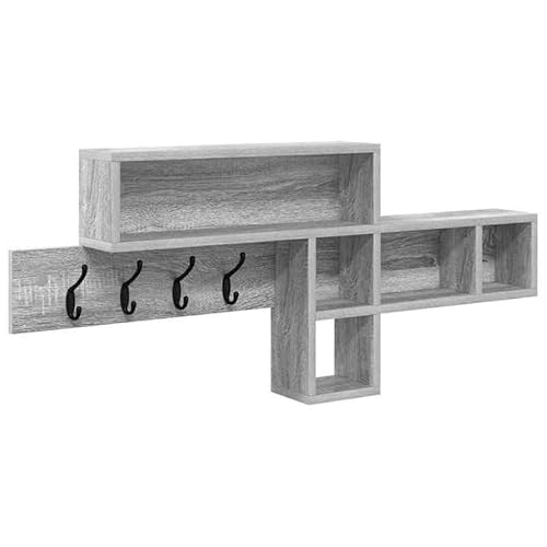 Wandregal Kleiderständer aus Holzwerkstoff - Grau Sonoma 100 x 12 x 43,5 cm - Platzsparend & Stilvoll für Kleidung, Handtücher & Mehr - Ideal für kleine Räume & Flure Wandregal Kleiderständer aus Holzwerkstoff - Grau Sonoma 100 x 12 x 43,5 cm - Platzsparend & Stilvoll für Kleidung, Handtücher & Mehr - Ideal für kleine Räume & Flure von Eleganz