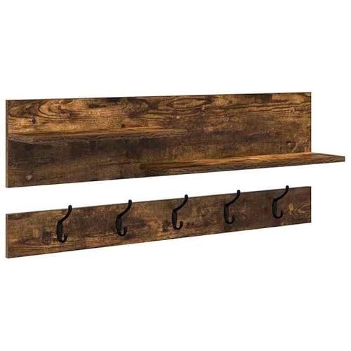 Wandregal aus Holzwerkstoff - Kleiderständer Räuchereiche (90 x 15 x 36 cm) - Platzsparend & Stilvoll für Kleidung, Handtücher & Mehr - Perfekt für Flur, Schlafzimmer oder Bad von Eleganz