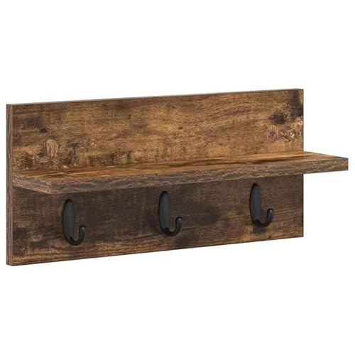 Wandregal aus Räuchereiche - Kleiderständer & Aufbewahrung (40 x 10.5 x 18 cm) - Platzsparend & Stilvoll für Kleidung, Handtücher & Mehr - Ideal für kleine Räume & Flure von Eleganz