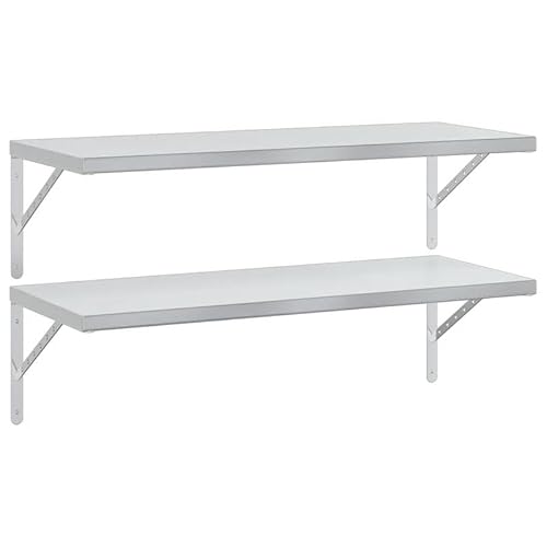 Wandregale 2 Stück 100x40 cm Edelstahl Silbern - Hochwertige Wandregale für Küche, Bad oder Garage - Stabile Lagerlösung mit modernem Design von Eleganz