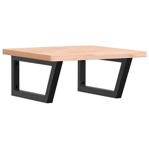 Waschbeckenregal aus Stahl und Massivholz Buche - Badezimmermöbel Set für Wandmontage | Stabiles Regal für Handtücher & Deko | Modernes Design für kleine und große Badezimmer von Eleganz