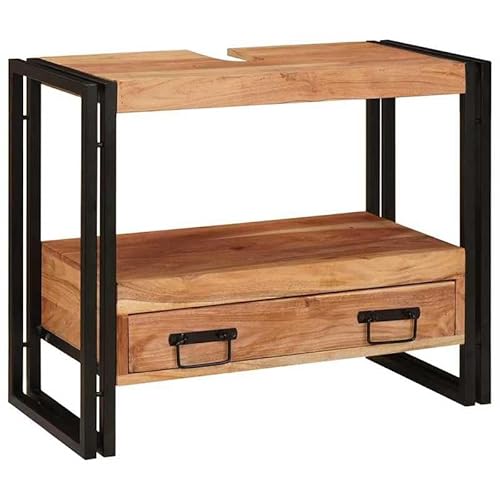 Waschbeckenunterschrank mit Regal aus Massivholz Akazie & Eisen - Badezimmermöbel-Set für stilvolles Badezimmer, langlebig und platzsparend Waschbeckenunterschrank mit Regal aus Massivholz Akazie & Eisen - Badezimmermöbel-Set für stilvolles Badezimmer, langlebig und platzsparend von Eleganz