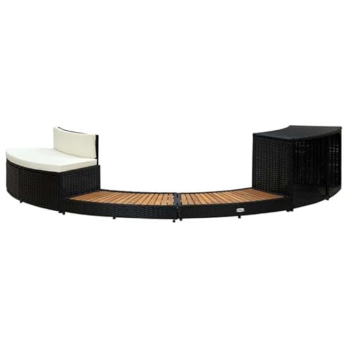 Whirlpool-Einfassung aus schwarzem Poly Rattan und Massivholz Akazie - Langlebig und Wetterfest für Ihren Poolbereich - Stilvolle Abdeckung und Schutz Whirlpool-Einfassung aus schwarzem Poly Rattan und Massivholz Akazie - Langlebig und Wetterfest für Ihren Poolbereich - Stilvolle Abdeckung und Schutz von Eleganz