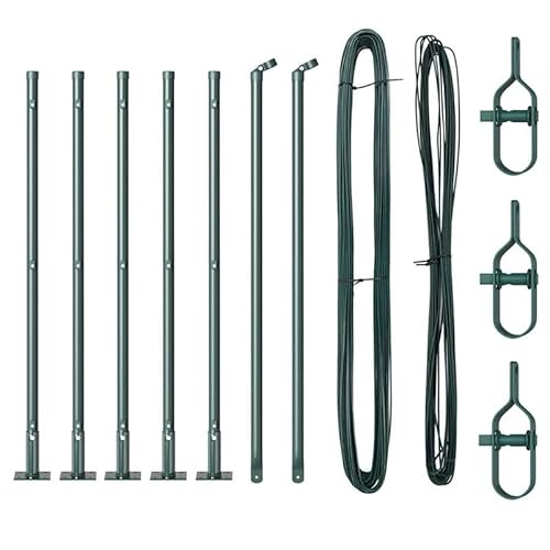 Zaunpfosten aus verzinktem Stahl - 7 Stück, Ø32mm, 50 cm, grün - langlebig & wetterfest für Gartenbegrenzung, Beeteinfassung und Sichtschutz von Eleganz