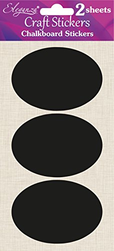 Eleganza Kreidetafel stickers-large, oval, Kunststoff, schwarz, 24 x 11.4 x 0,1 cm von Eleganza