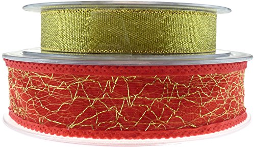 Eleganza "Lurex und Crackle Bänder, Kunststoff, rot/Gold, 2 Stück von Eleganza