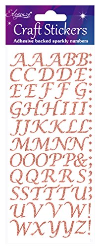 Eleganza OA027234 Stilisierte Alphabet-Buchstaben Glitzer-Aufkleber, Roségold selbstklebend von Eleganza