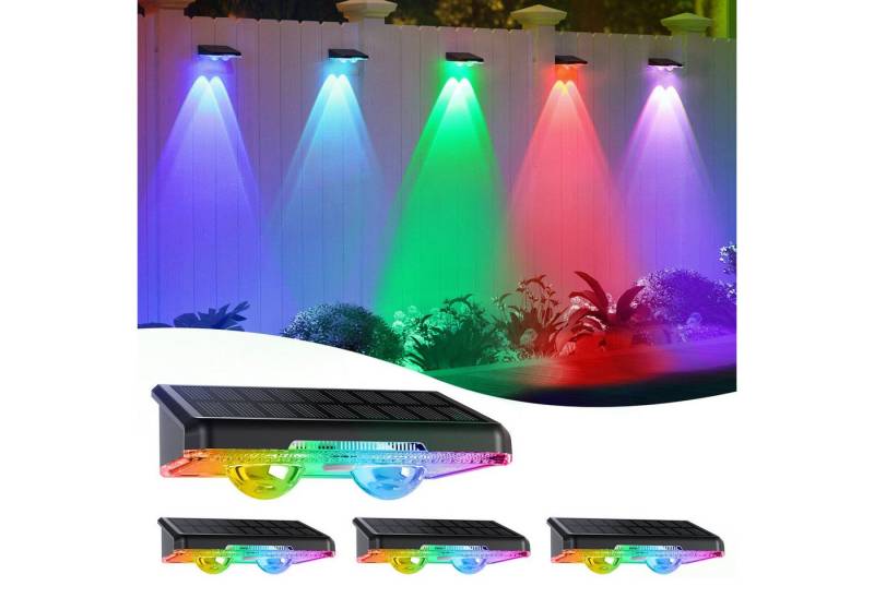 Elegear LED Solarleuchte 2/4/8 Stück Solarleuchte Warmweiß/Bunt, Gartenleuchten für Garten Zaun, Außenbeleuchtung, LED wechselbar, RGBW /Warmweiß, Kaltweiß, Neutralweiß, Solar Wandleuchte mit 11 Beleuchtungsmodi für Balkon Terrasse Treppen von Elegear