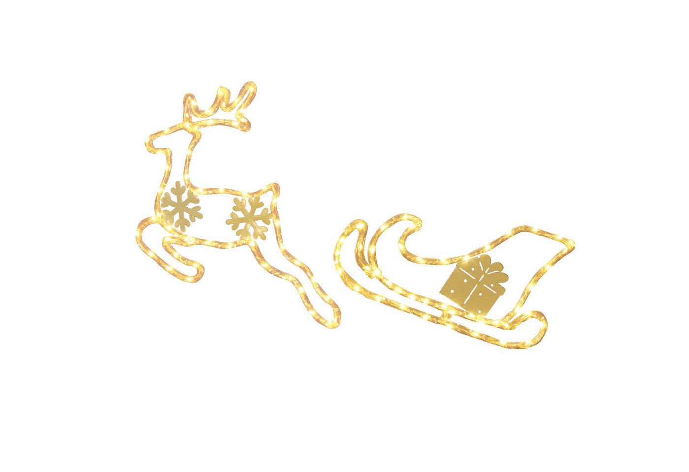 Elegear Dekofigur Rentier mit Schlitten 288 kaltweiße LEDs Weihnachtsfigur (2 St) von Elegear