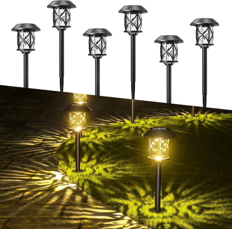 Quntis Gartenleuchte 6/12 Stück Solarleuchte mit Erdspieß, Gartenlampe für Garten, Terasse, LED fest integriert, Warmweiß, mit Gartenstrahler für Weihnachten Deko von Quntis