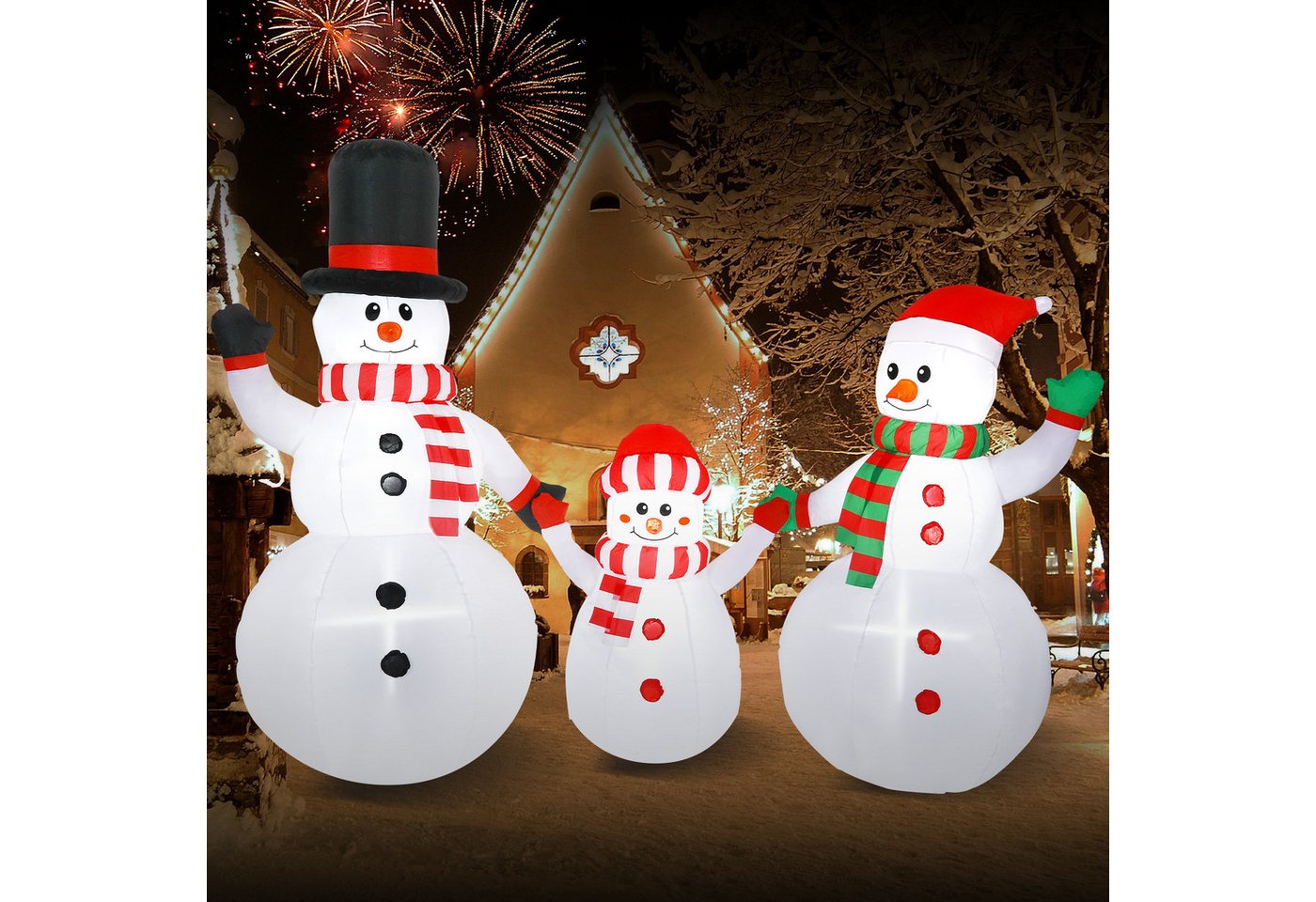 Elegear LED-Dekofigur Weihnachts-Schneemann aufblasbar, Perfekte Dekoration für Hof&Terrasse, 2,44m große Schneemann-Familie mit 6 LEDs, langlebigem Material Elegear LED-Dekofigur Weihnachts-Schneemann aufblasbar, Perfekte Dekoration für Hof&Terrasse, 2,44m große Schneemann-Familie mit 6 LEDs, langlebigem Material von Elegear