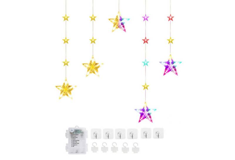 Elegear LED-Lichterkette 1.2m LED Lichtervorhang mit haken, Timer und Speicher, IP65, 52-flammig, für fenster Weihnachtsbaum deko Innen/Außen mit 8 Modi von Elegear