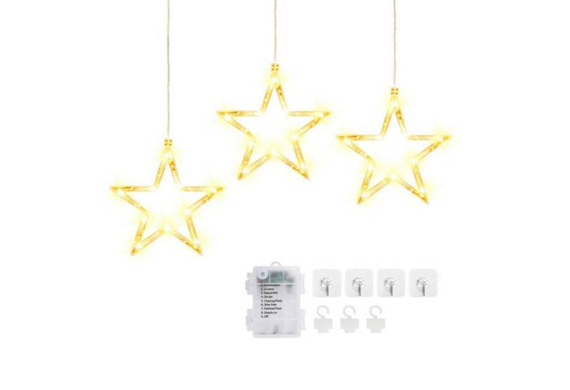 Elegear LED-Lichterkette 60/120cm LED Lichtervorhang Warmweiß & bunt mit Timer/Memory-Funktion, 30-flammig, LED Fensterbilder für Innen/Außen/Fenster Weihanchten Deko mit Haken von Elegear