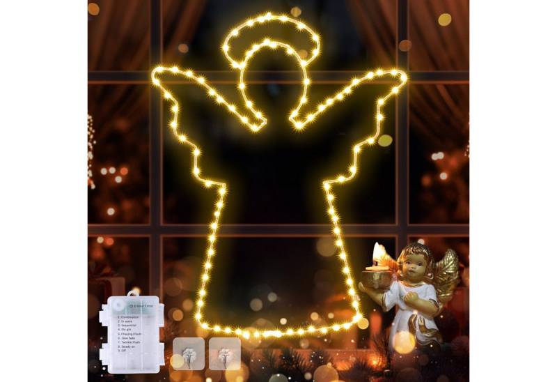 Elegear LED-Lichterkette 88/120/144/150cm LED Lichtervorhang mit Timer/Memory-Funktion, LED Fensterbilder für Innen/Außen/Fenster Weihanchten Deko mit Haken von Elegear